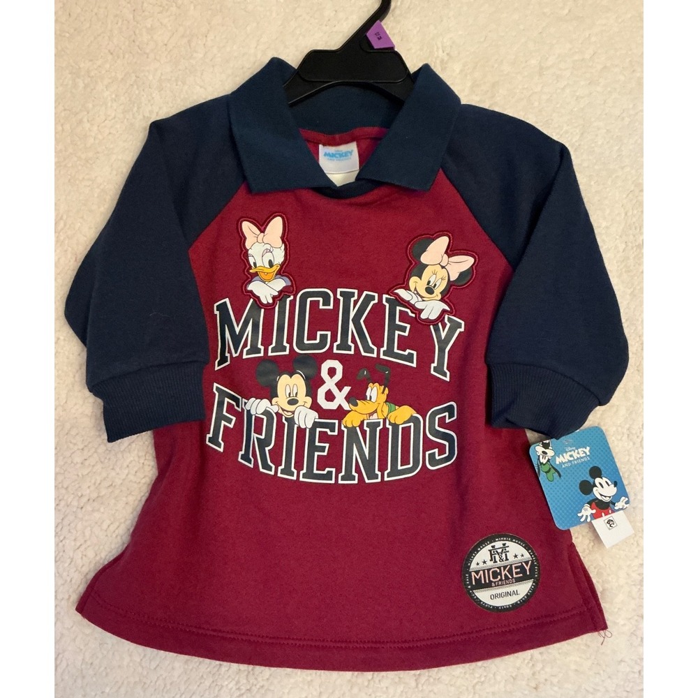 Disney's Mickey and Friends Long Sleeve Dress Size 12M NWT Original Mickey Patch